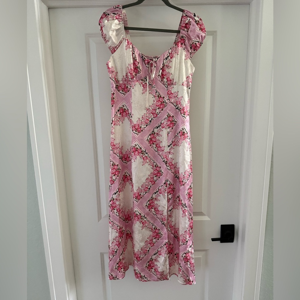 Crystal Doll Pink Floral Midi Dress
